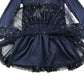 Happy Girls dress 6-7 years navy t-shirt unicorn graphic with black sparkly tulle skirt