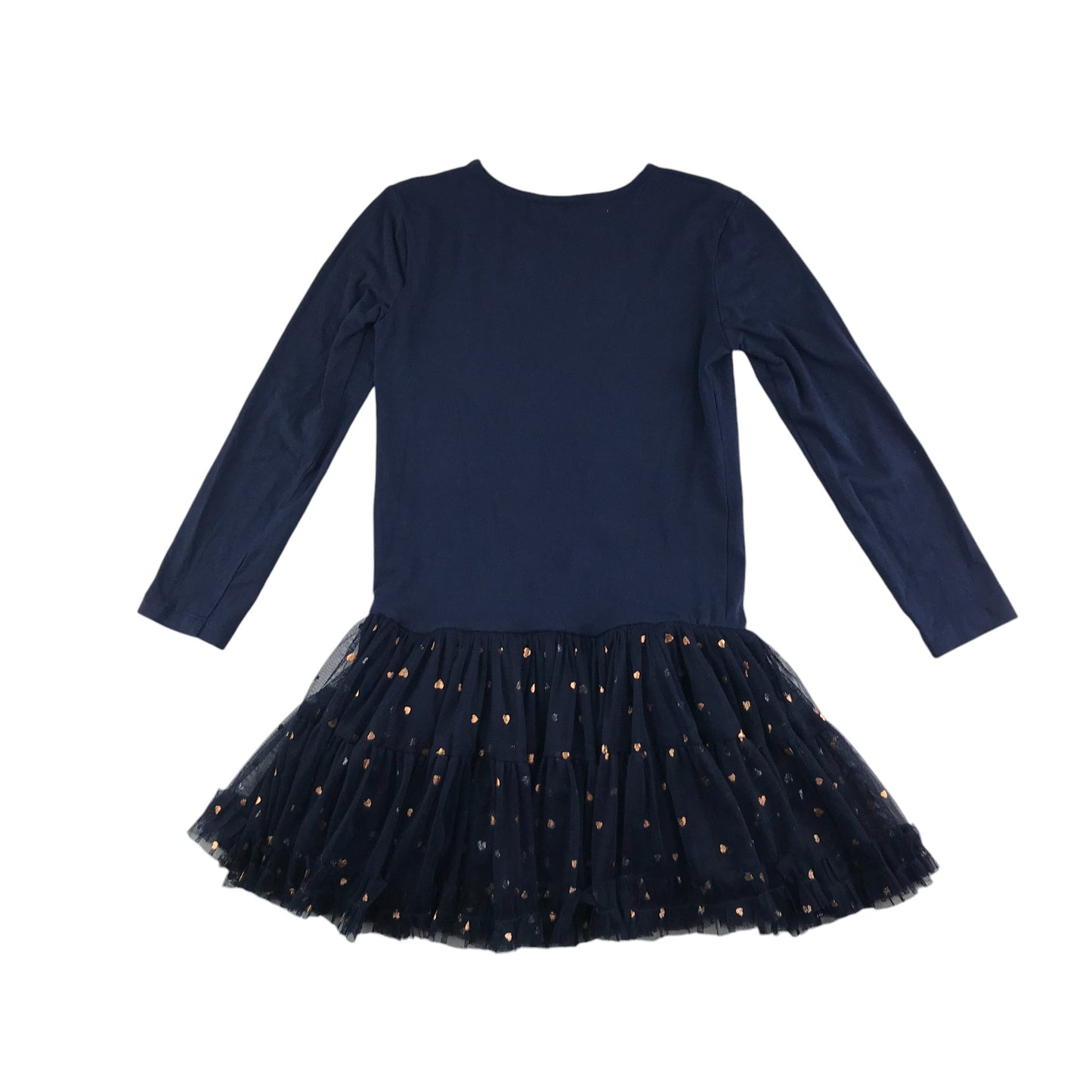 Happy Girls dress 6-7 years navy t-shirt unicorn graphic with black sparkly tulle skirt