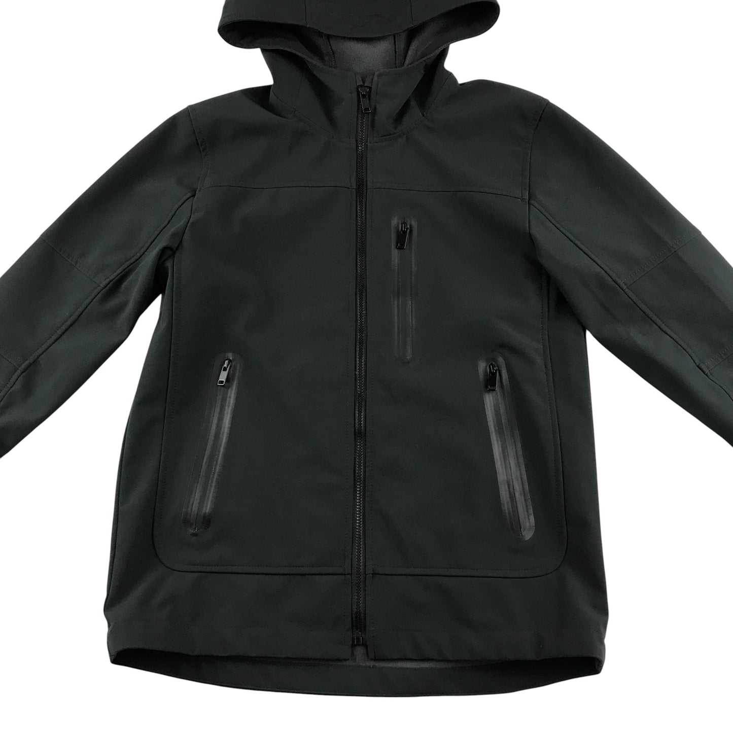 Zara Light Jacket 8-9 years black plain full zipper soft shell