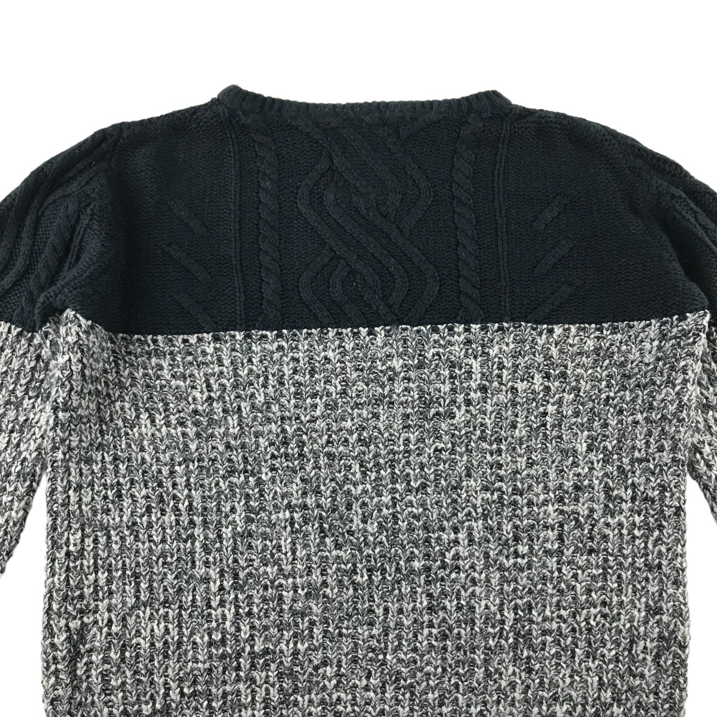 Primark jumper 12-13 years navy panelled cable knit pattern pullover