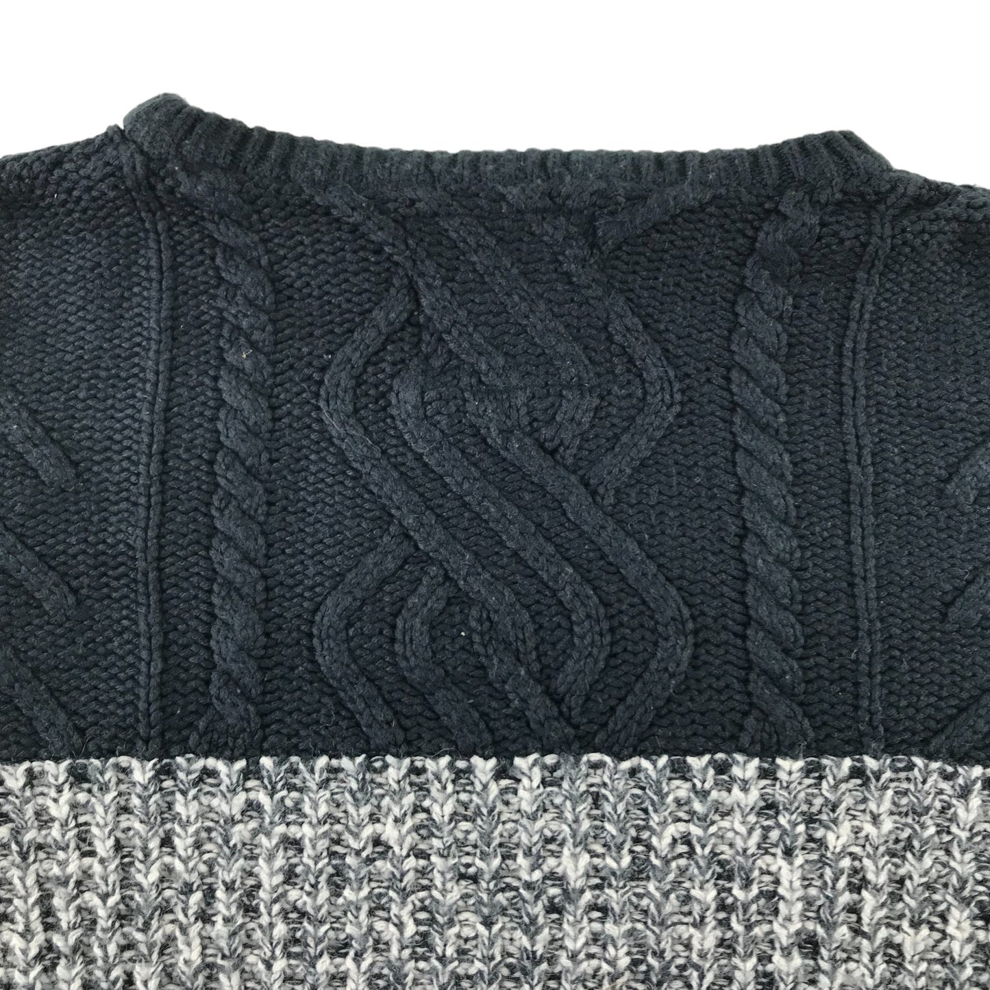 Primark jumper 12-13 years navy panelled cable knit pattern pullover