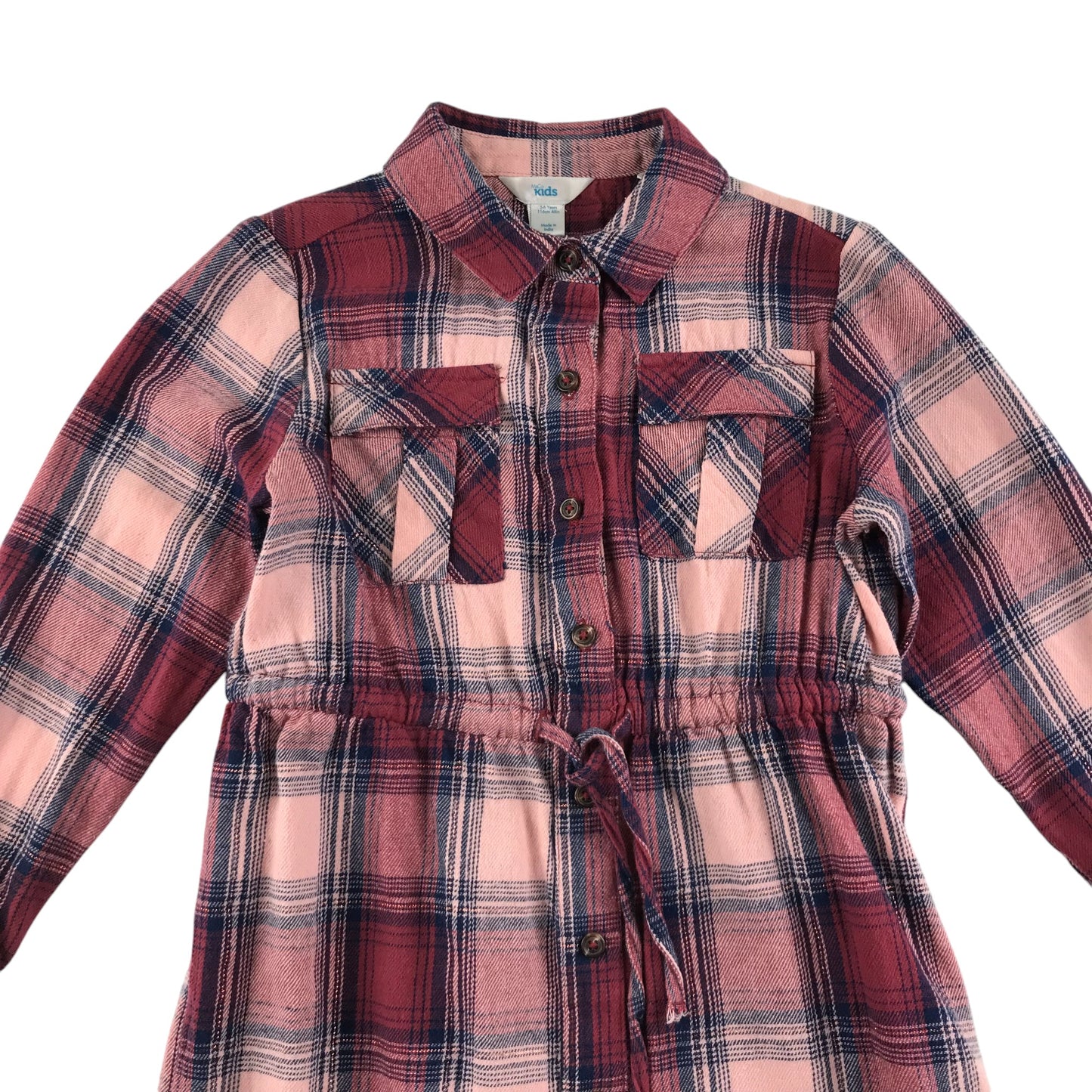 M&Co Kids dress 5-6 years red and pink checked shirt style