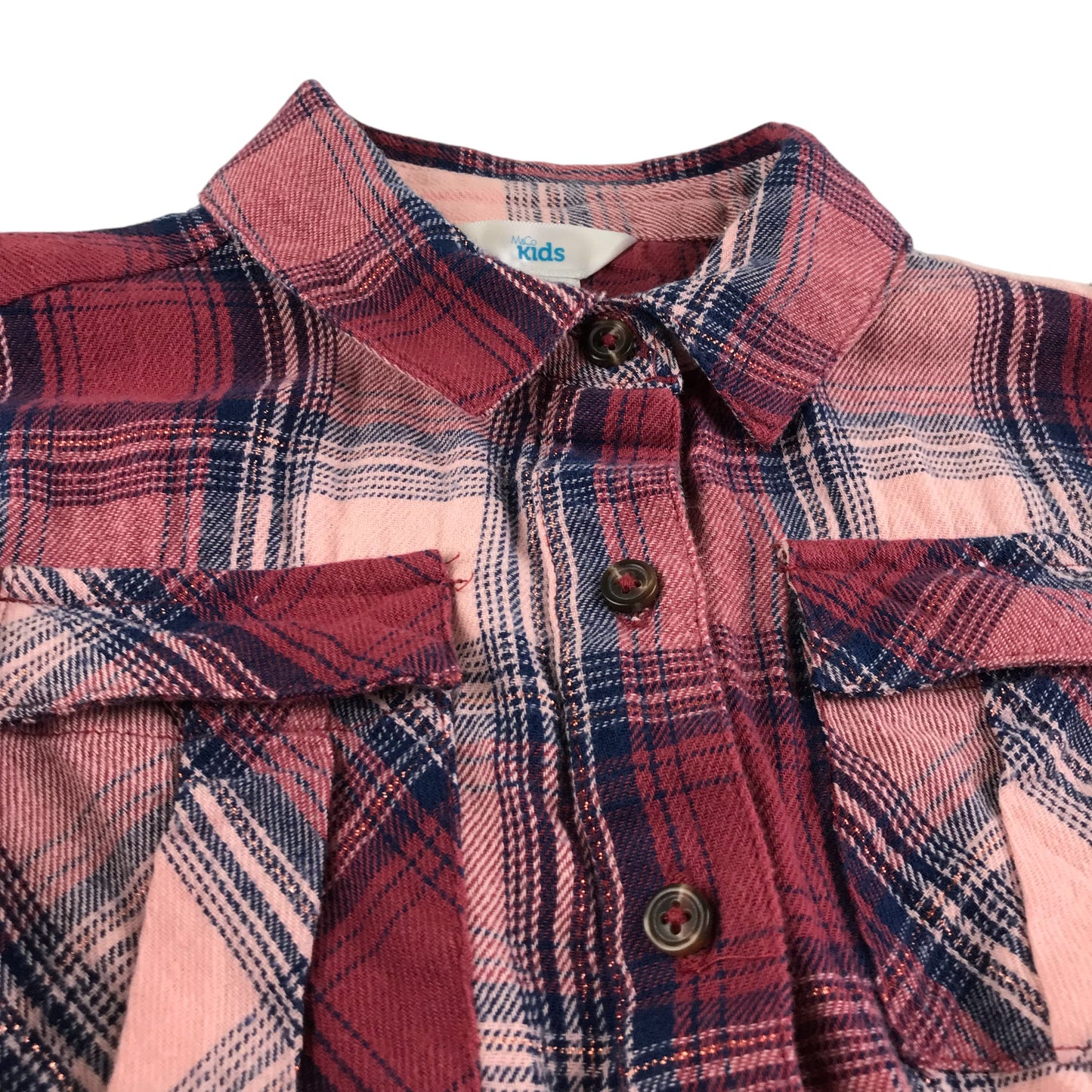 M&Co Kids dress 5-6 years red and pink checked shirt style