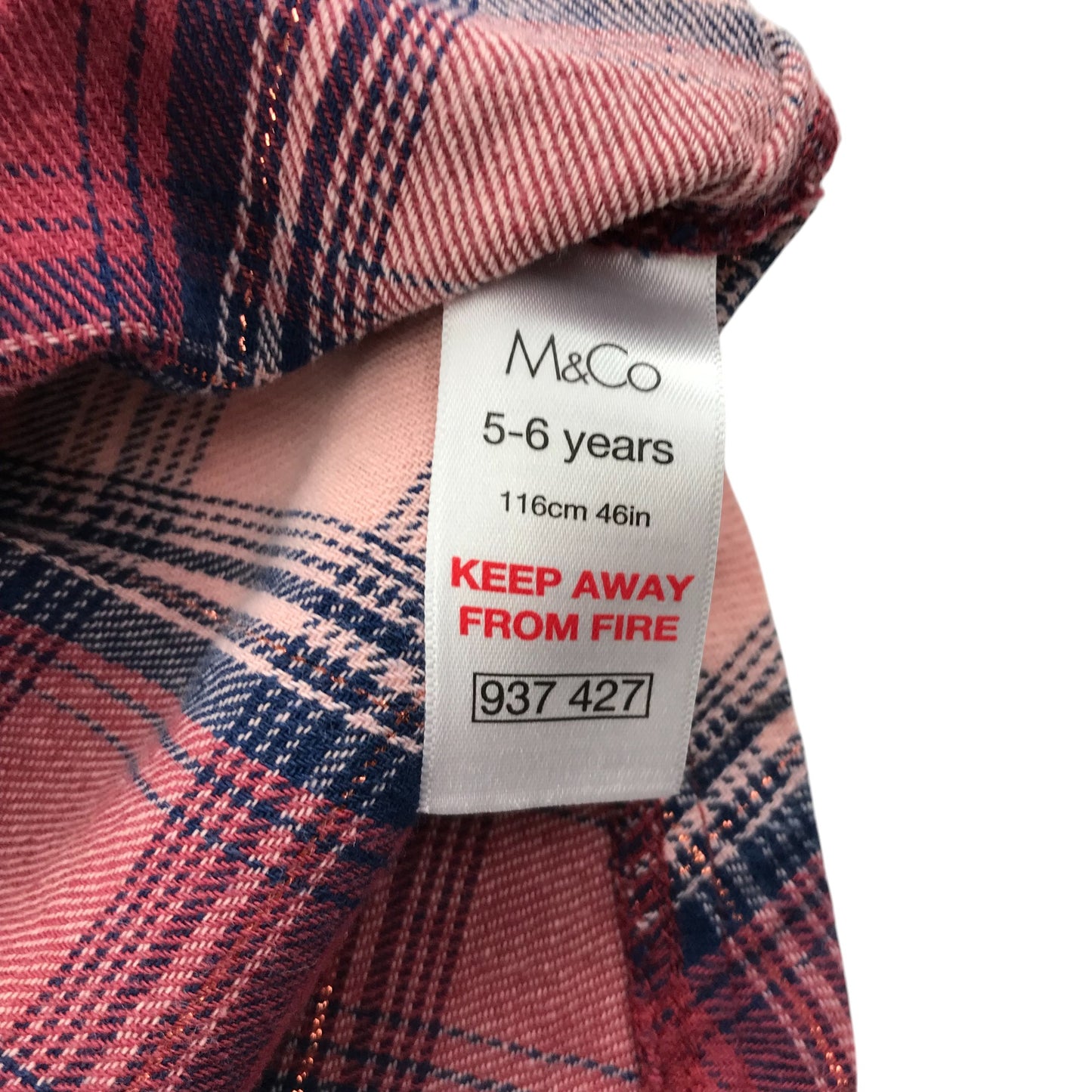 M&Co Kids dress 5-6 years red and pink checked shirt style