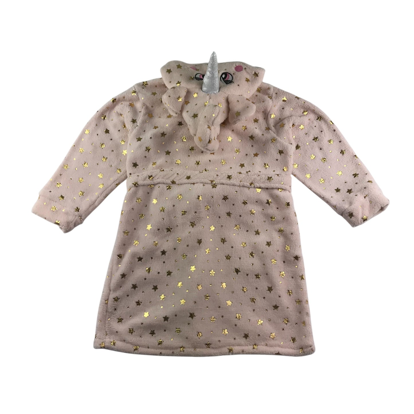 Unicorn dressing gown 5-6 years light pink with golden stars