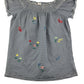 John Lewis Top Age 11 Navy and White Stripy Floral Embroidery Cotton