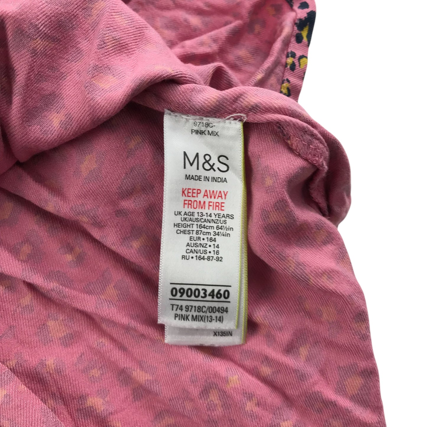 M&S Kids dress 13-14 years pink animal print