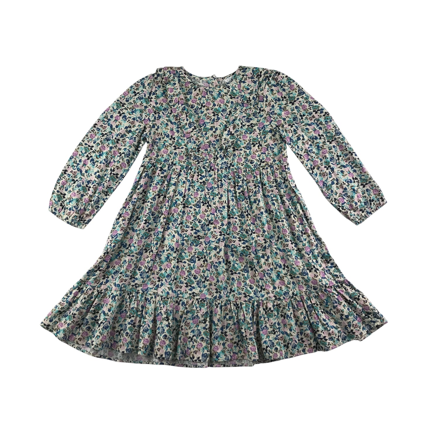 M&Co Kids dress 5-6 years floral blue and pink roses