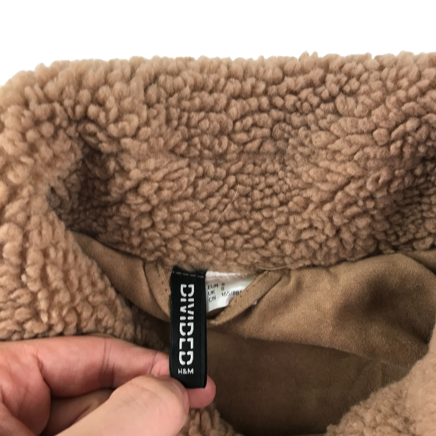 H&M Teddy Fleece Jacket Womens Small Brown Zip Up