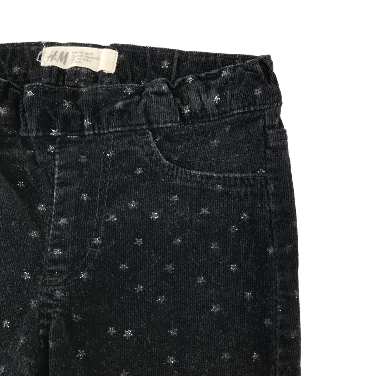 H&M Jeggings Age 4-5 Black Starry Corduroy