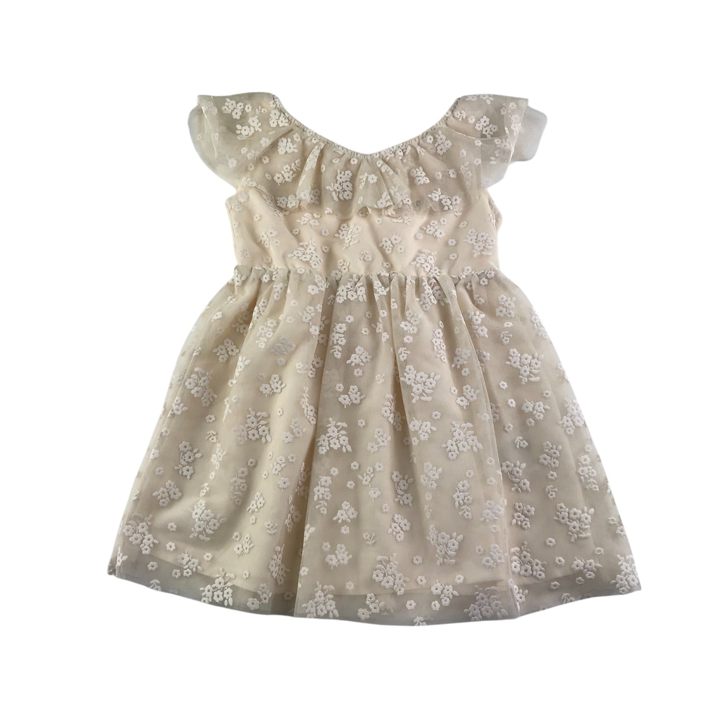 H&M dress 4-5 years white mesh embordered floral design