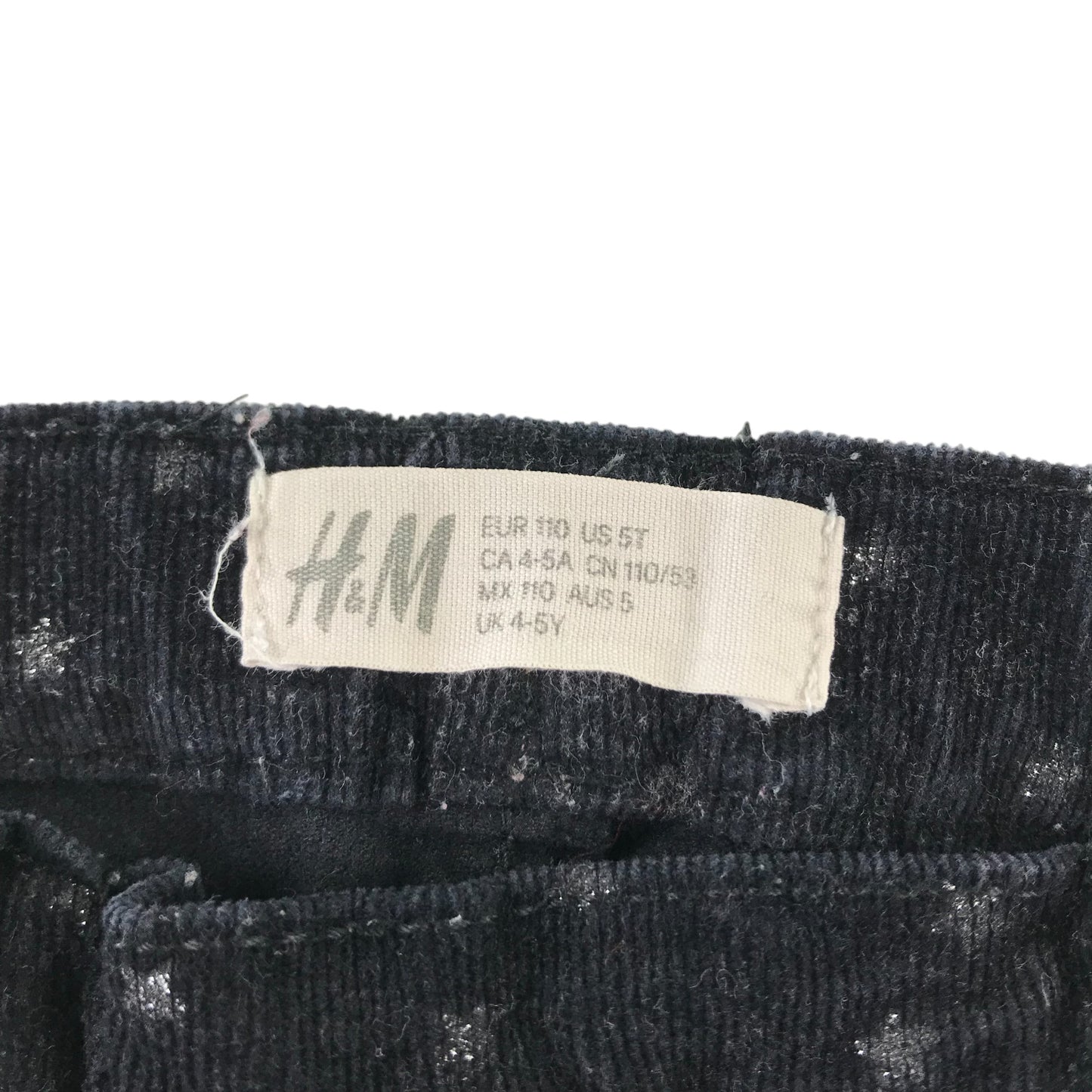 H&M Jeggings Age 4-5 Black Starry Corduroy