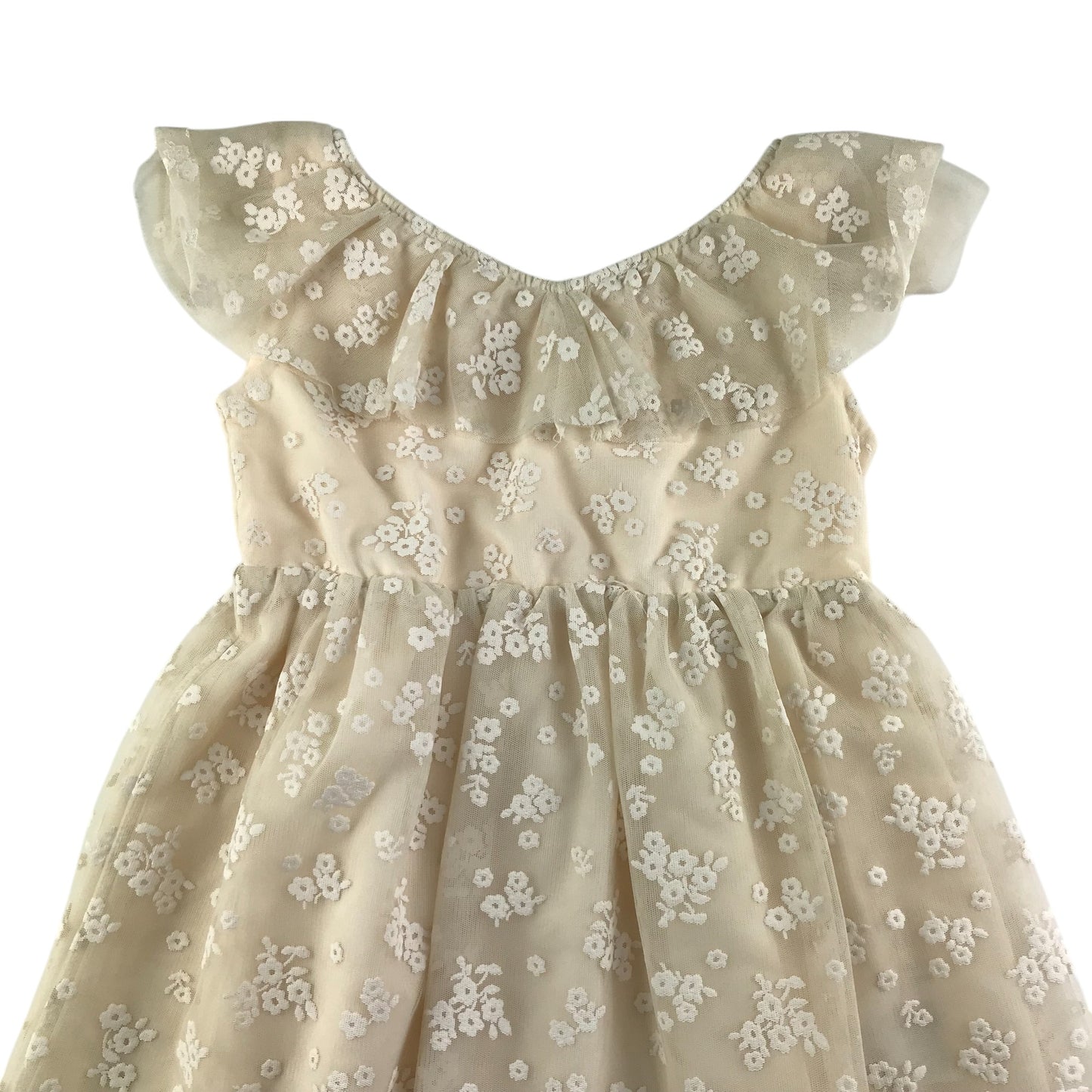 H&M dress 4-5 years white mesh embordered floral design