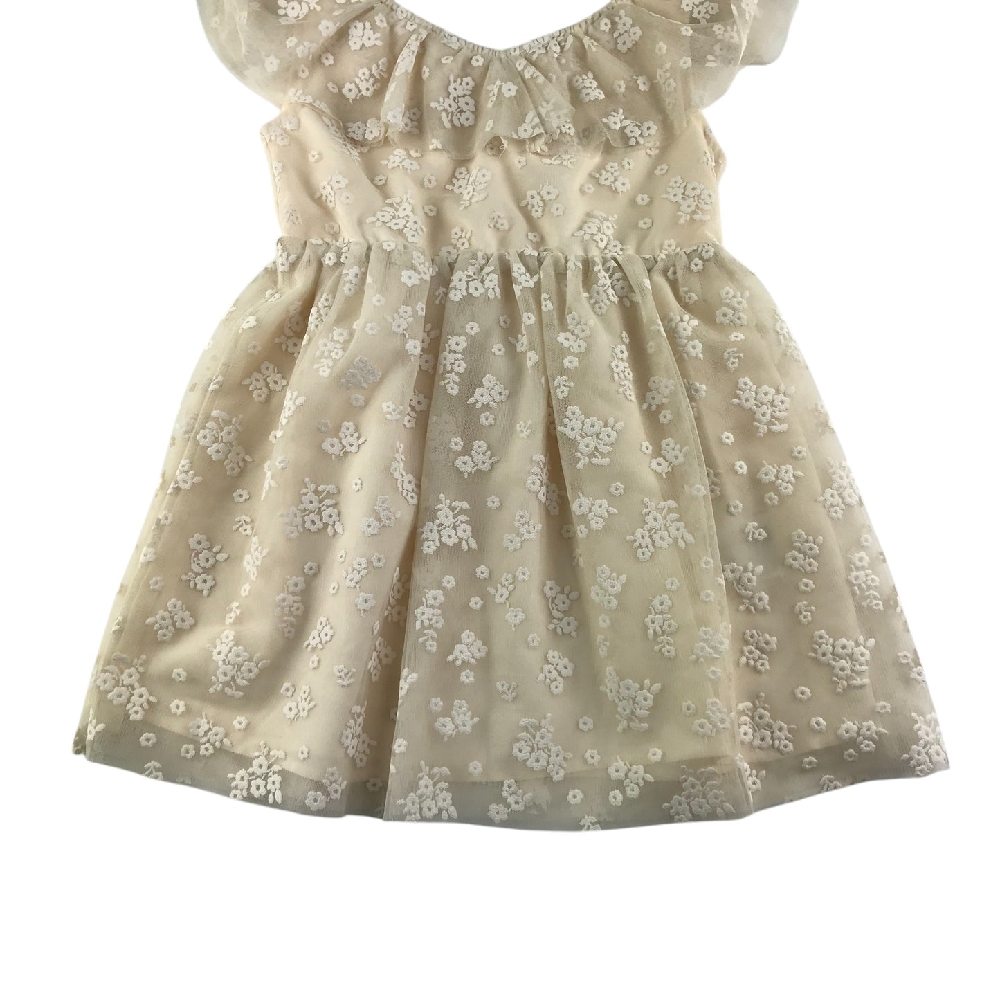 H&M dress 4-5 years white mesh embordered floral design