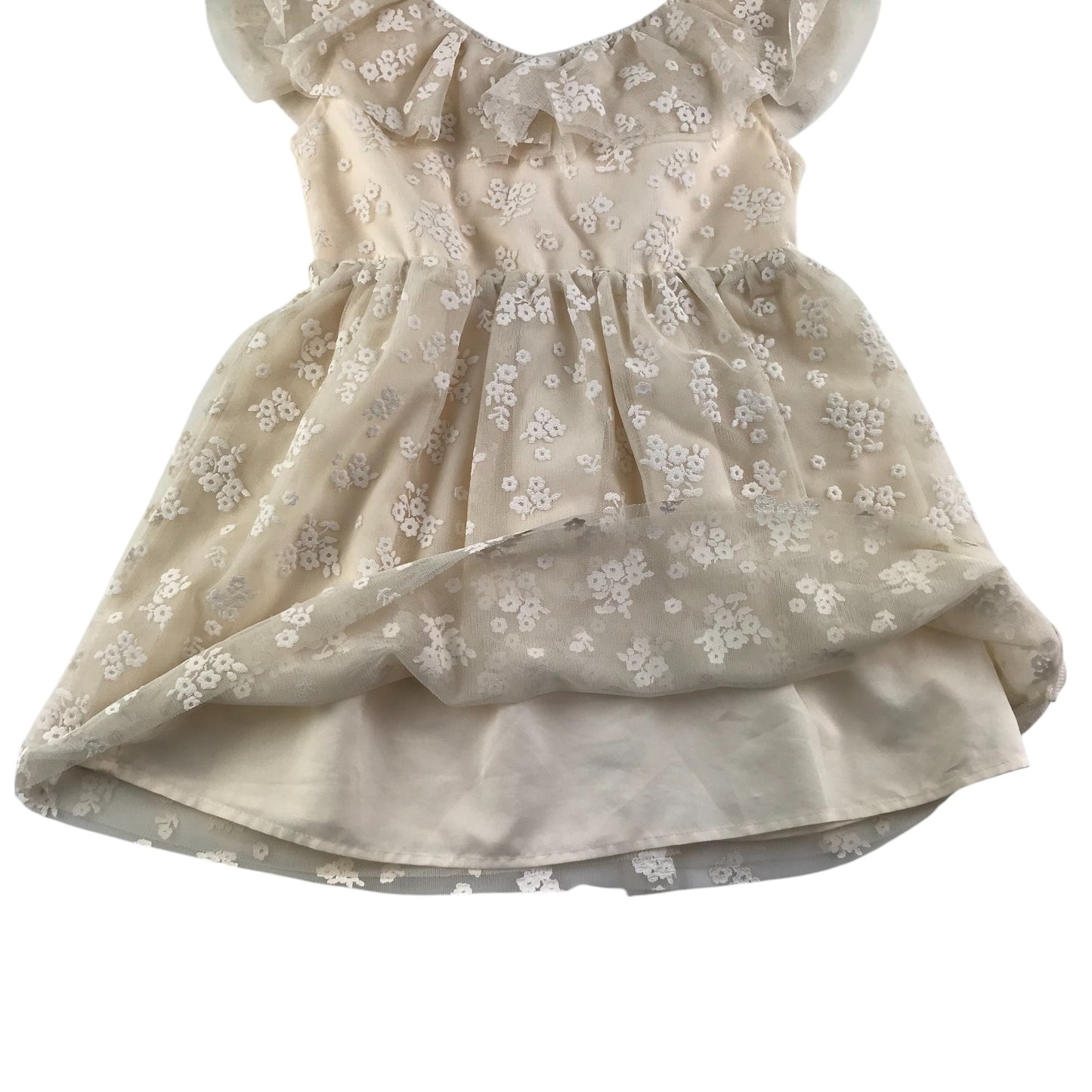 H&M dress 4-5 years white mesh embordered floral design