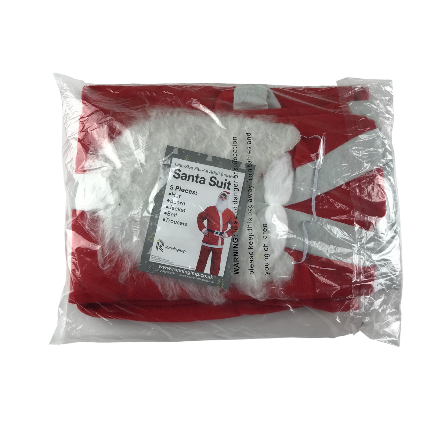 Running Imp Costume Adult One Size Red White Santa Claus Onesie