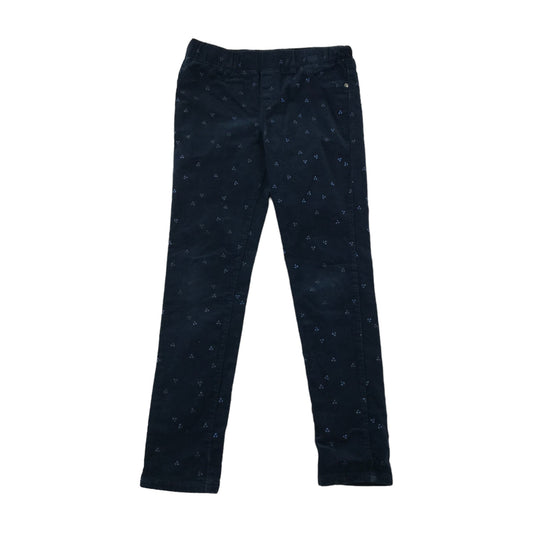 Okaidi Jeggings Age 8 Navy Blue Spotted Pattern Velvety Material
