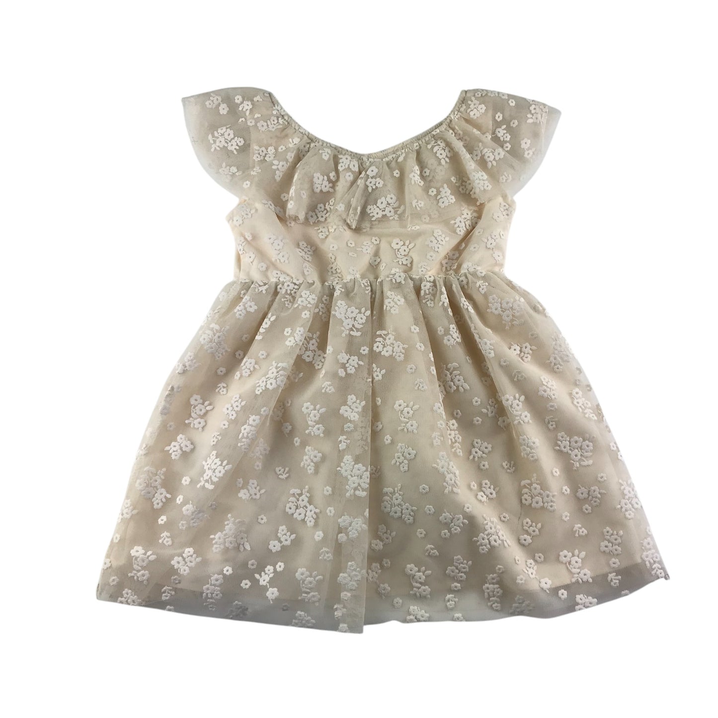 H&M dress 4-5 years white mesh embordered floral design