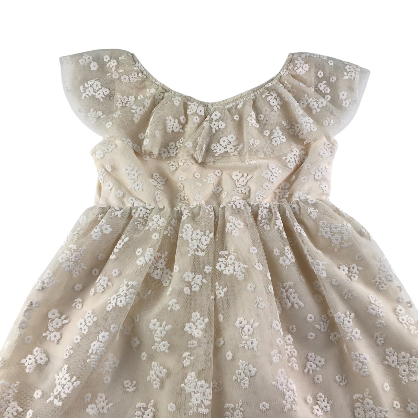 H&M dress 4-5 years white mesh embordered floral design