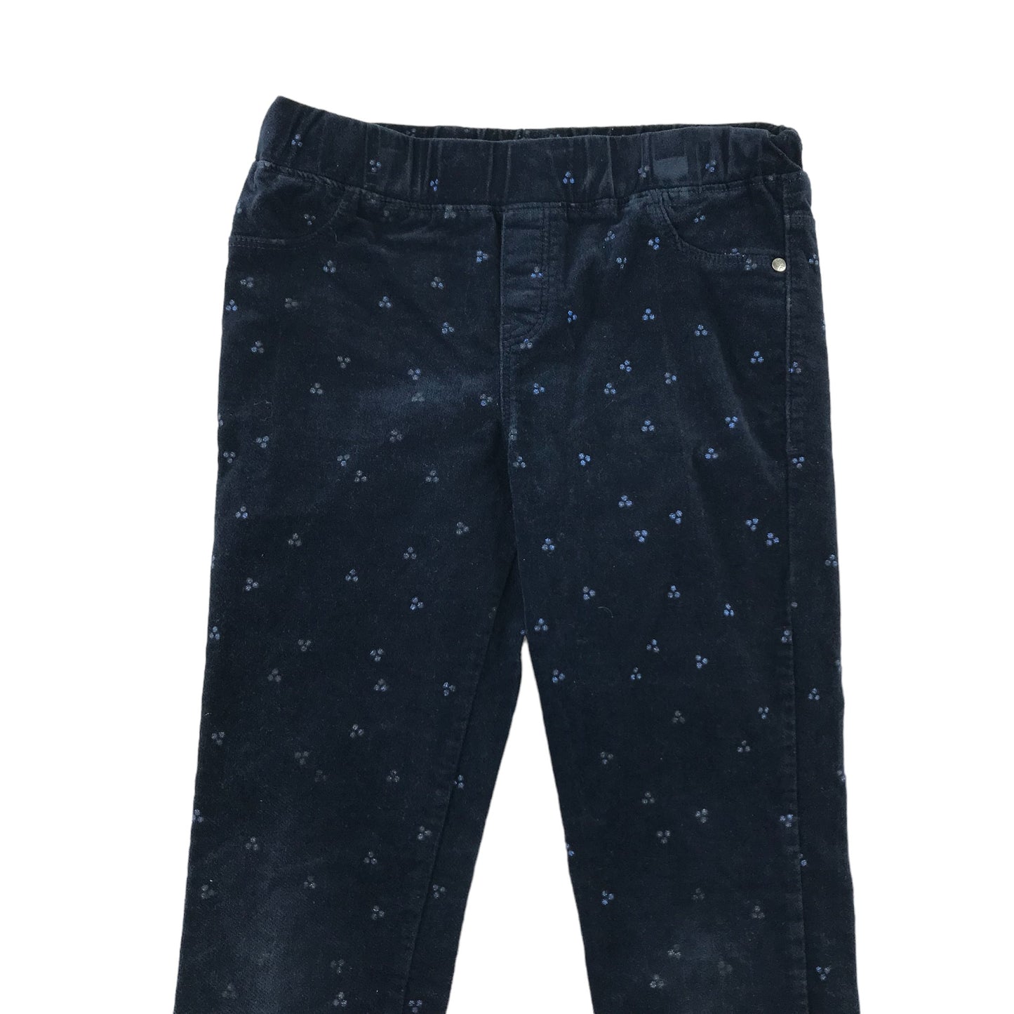 Okaidi Jeggings Age 8 Navy Blue Spotted Pattern Velvety Material