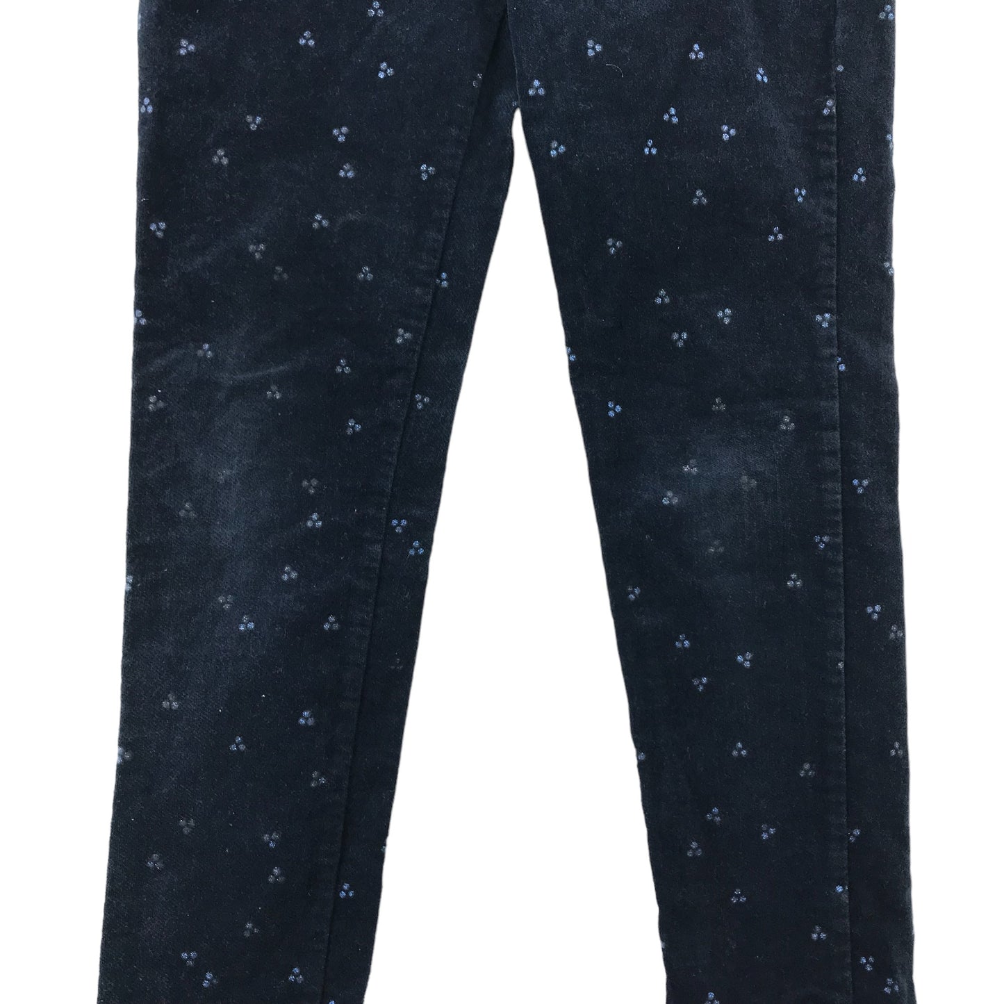 Okaidi Jeggings Age 8 Navy Blue Spotted Pattern Velvety Material