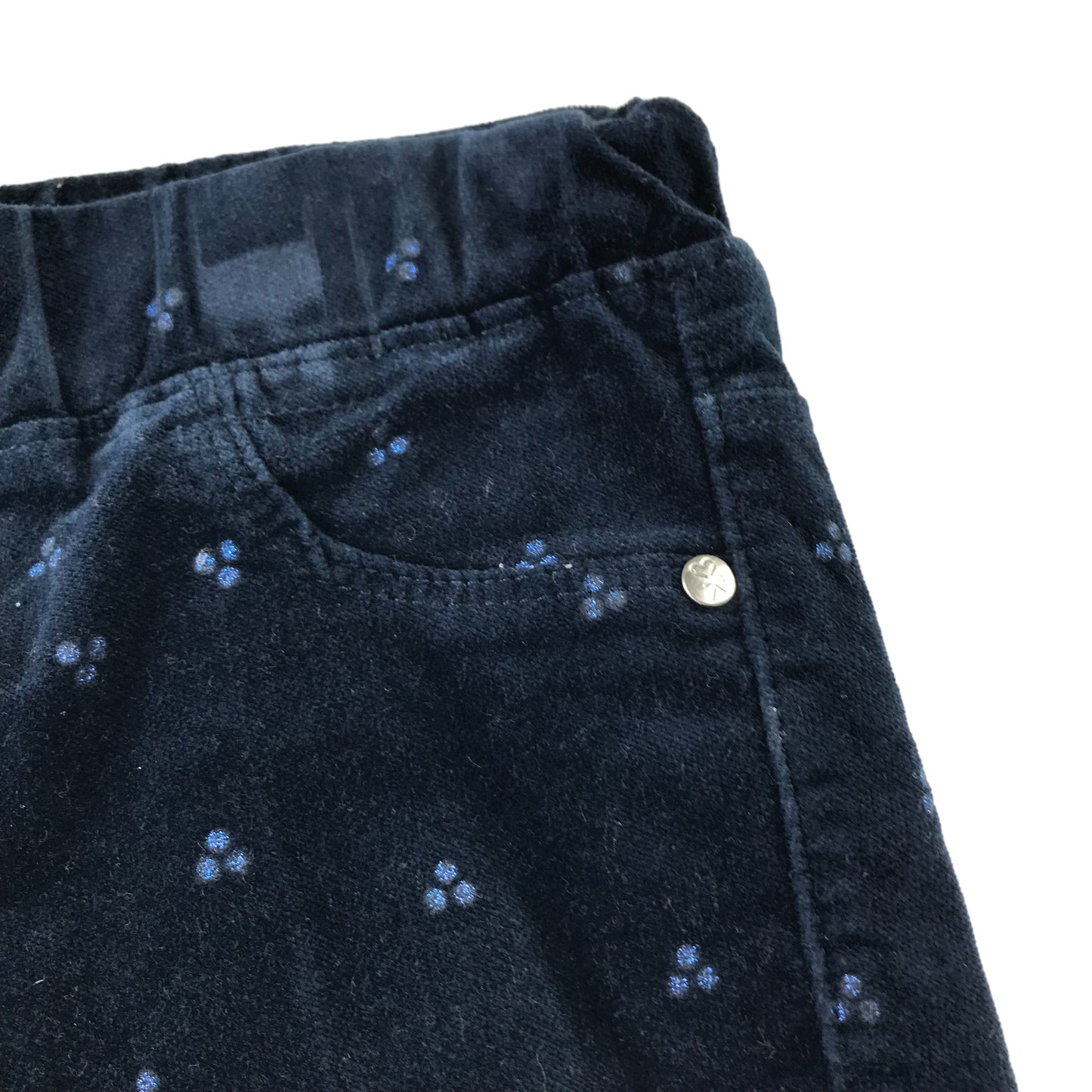 Okaidi Jeggings Age 8 Navy Blue Spotted Pattern Velvety Material