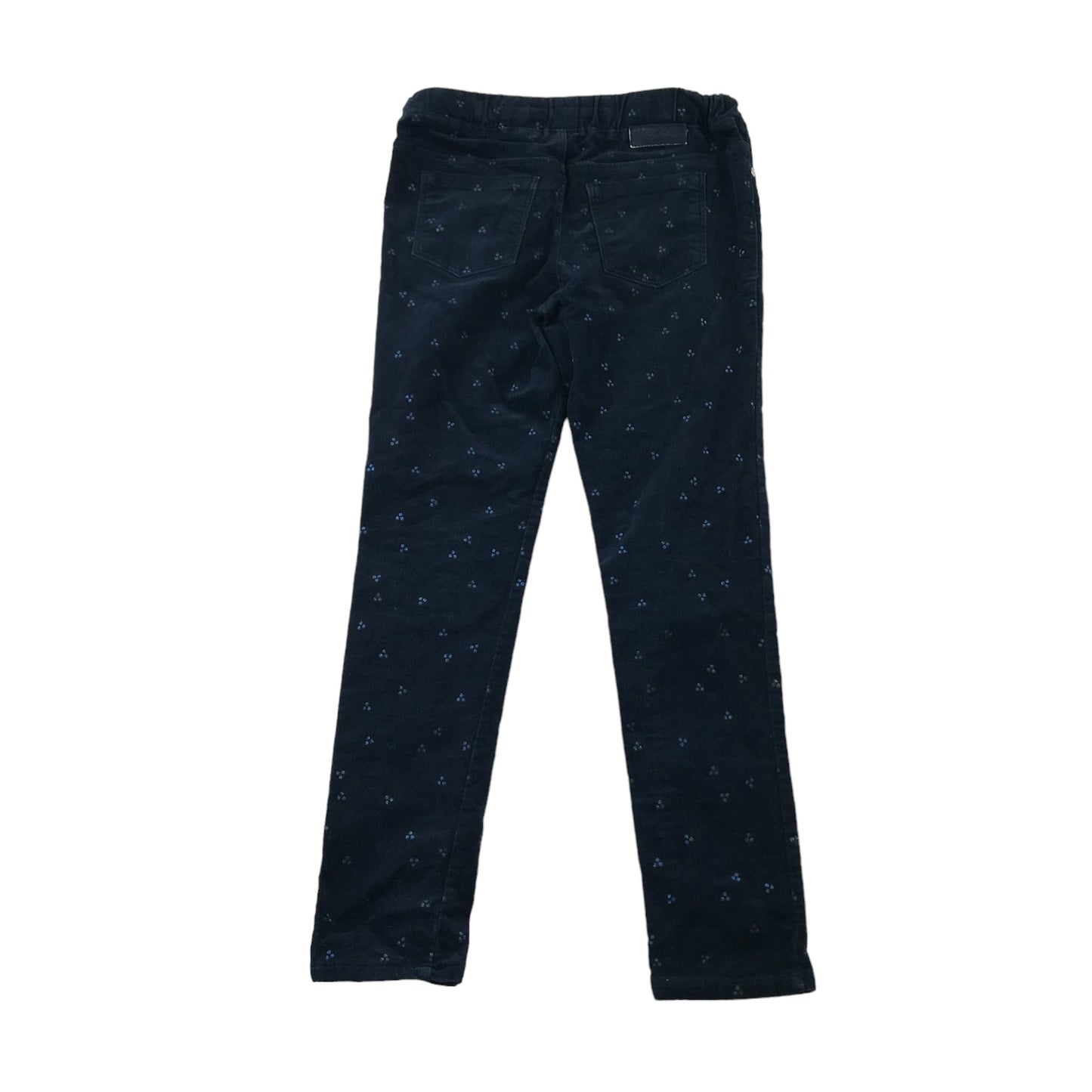 Okaidi Jeggings Age 8 Navy Blue Spotted Pattern Velvety Material