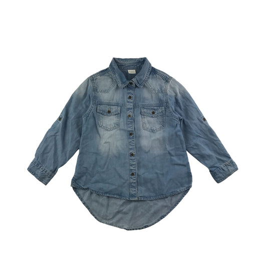 Next Shirt Age 4-5 Blue Denim Long Sleeve Blouse
