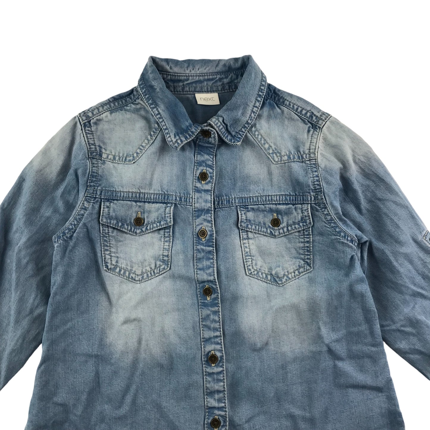 Next Shirt Age 4-5 Blue Denim Long Sleeve Blouse