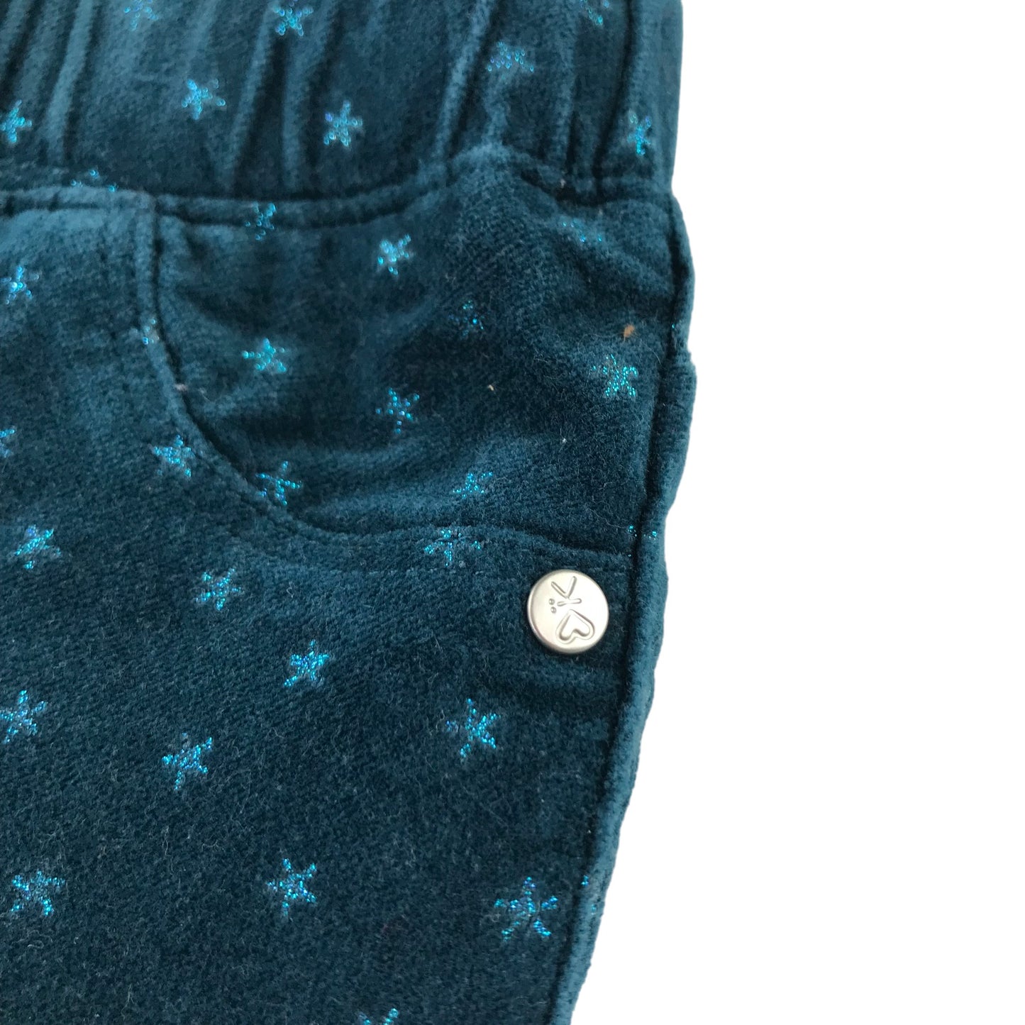 Okaidi Jeggings Age 8 Teal Starry Pattern Velvety Material