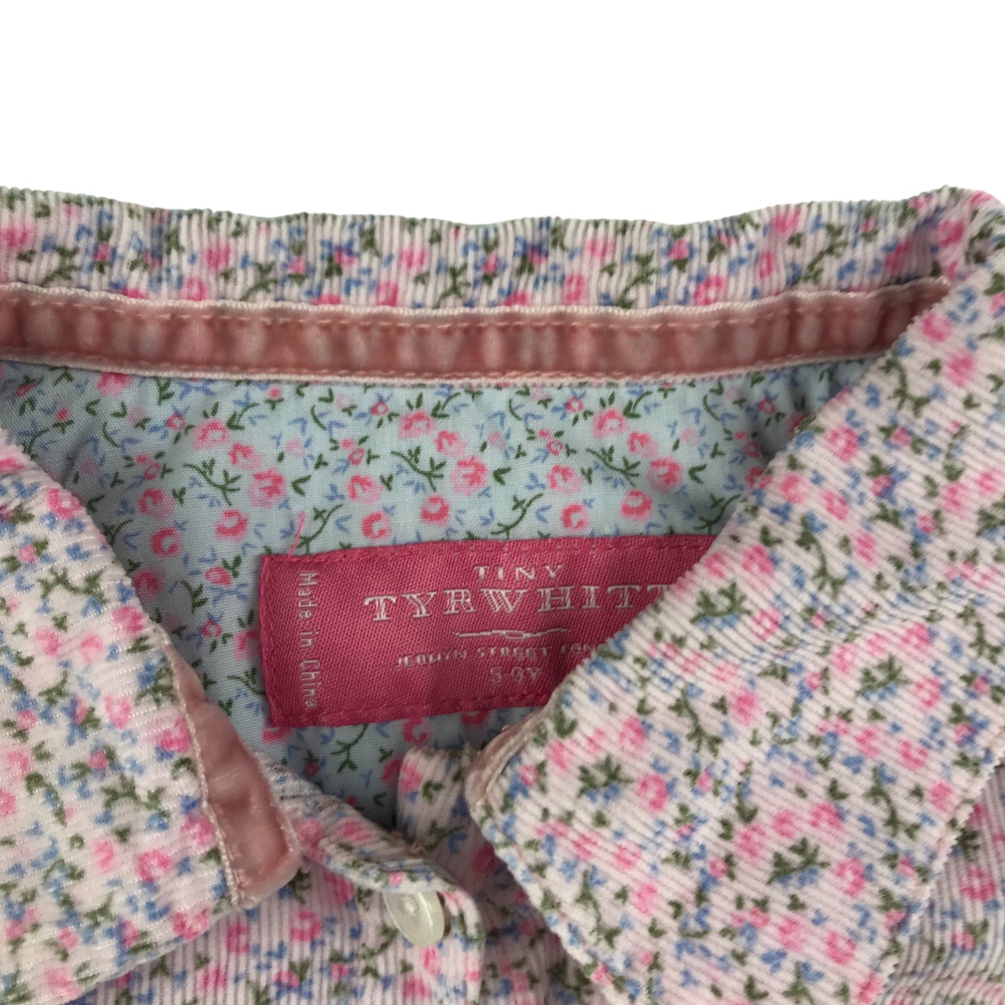 Tiny Tyrwhitt Blouse Age 5 Pink Floral Long Sleeve Corduroy Shirt Cotton