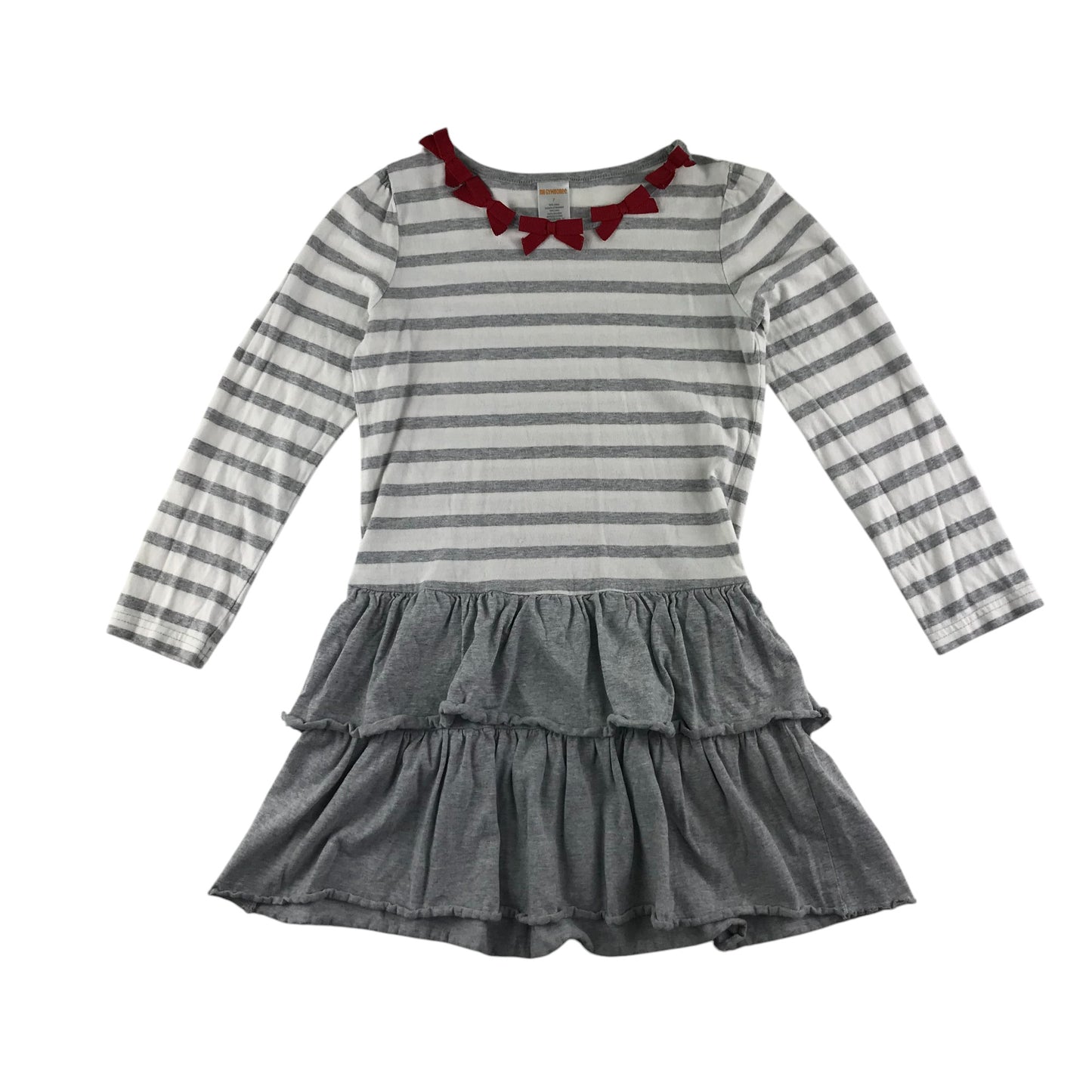 Gymboree dress 6-7 years light grey and white stripy top and plain grey skirt