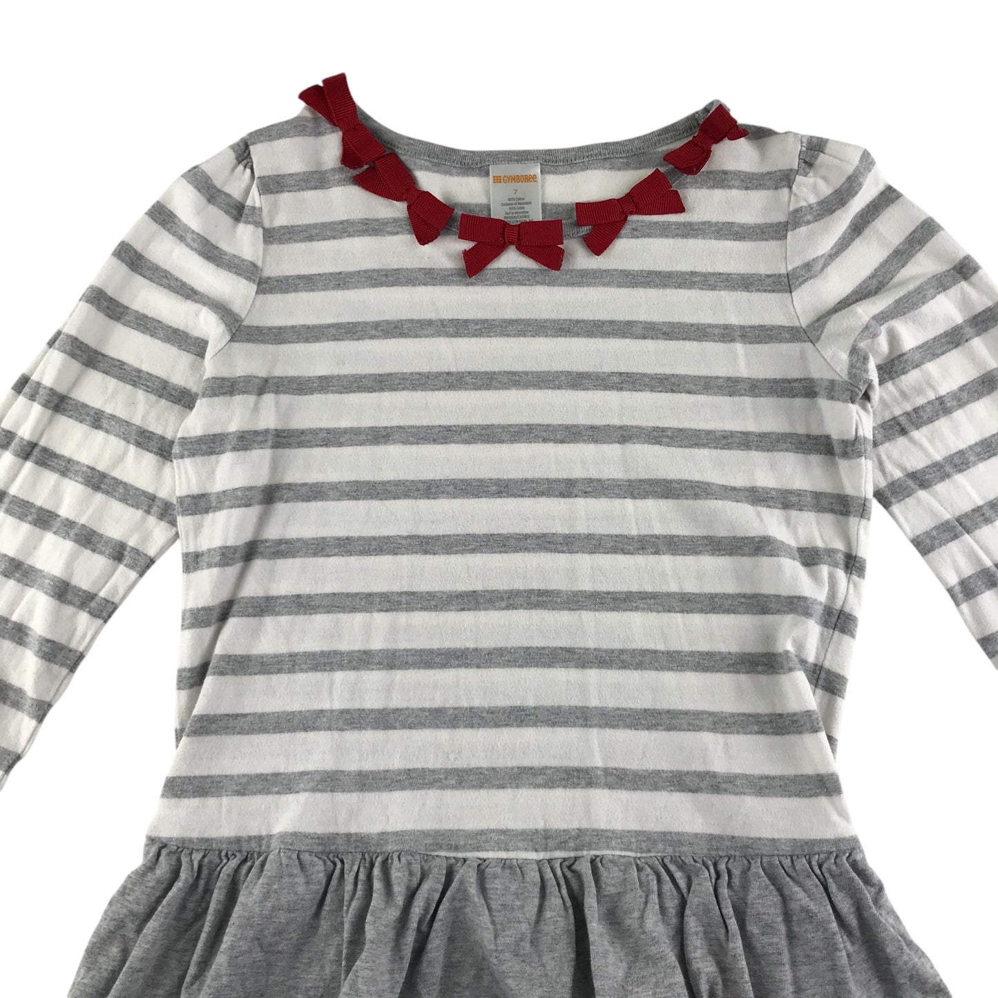 Gymboree dress 6-7 years light grey and white stripy top and plain grey skirt