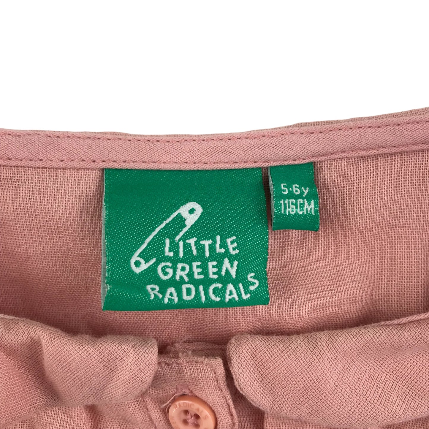 Little Green Radicals Blouse Age 5 Vintage Pink Short Sleeve Button Up Cotton