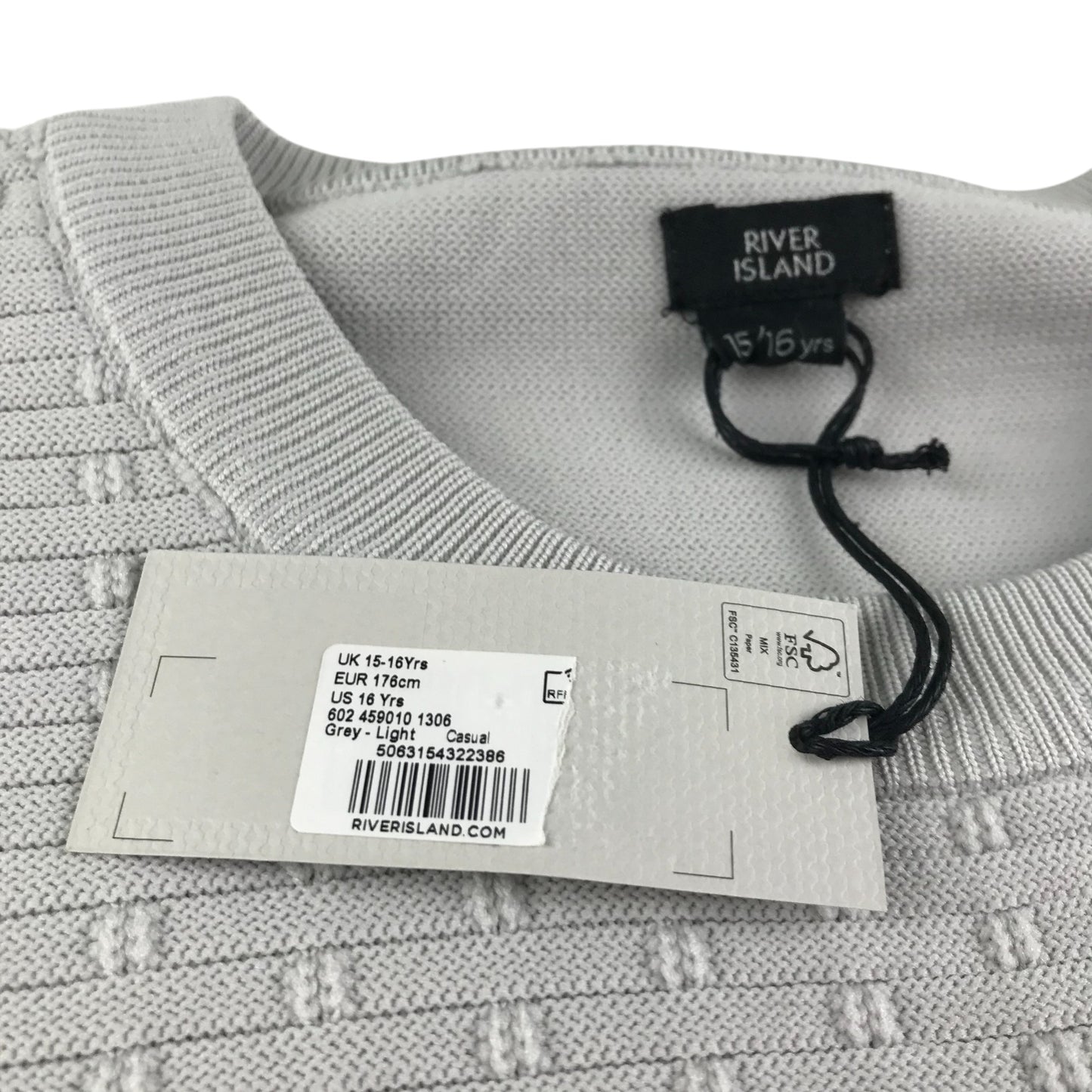 River Island Sweater 11-12 years grey textured pattern