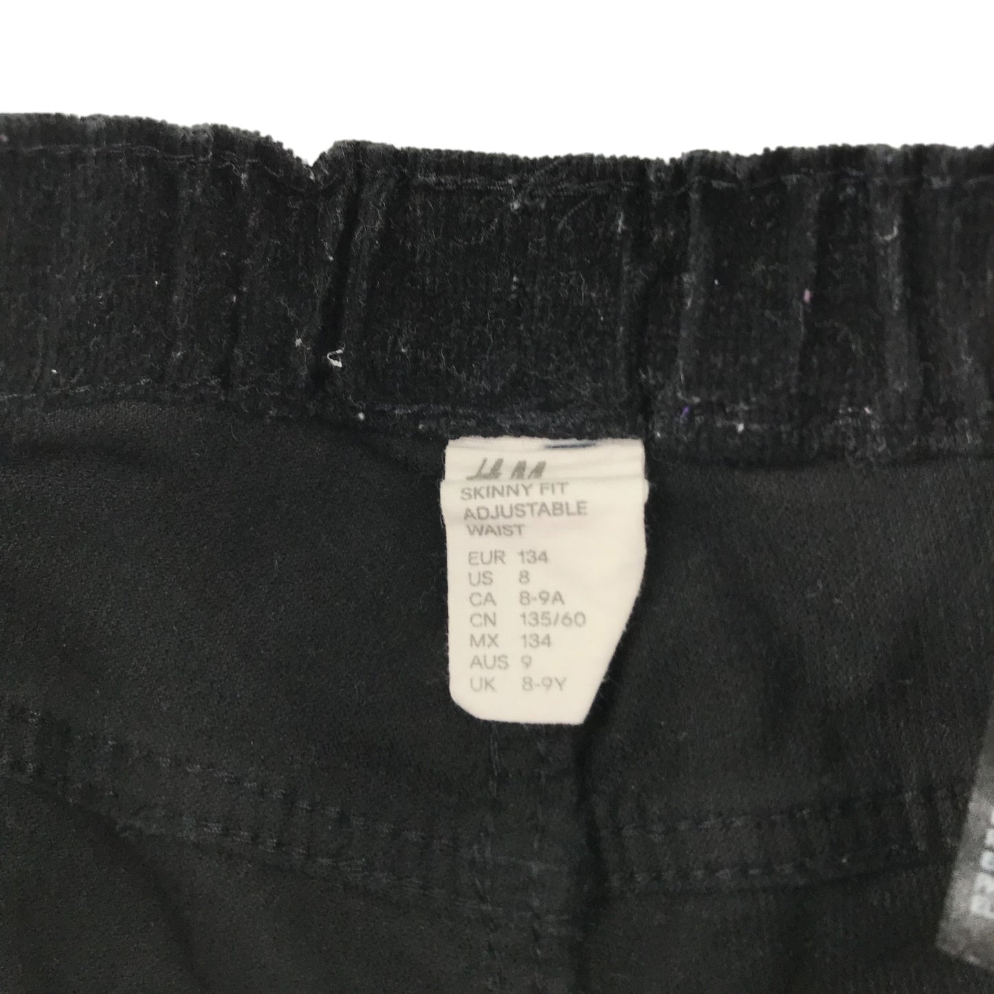 H&M Jeggings Age 8 Black Corduroy Trousers