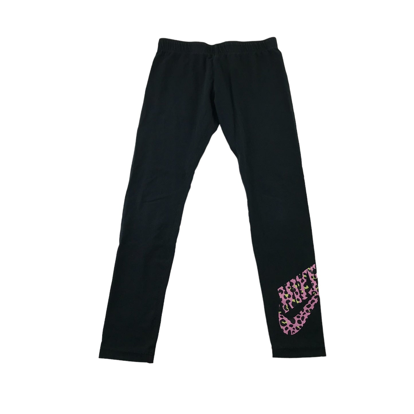 Nike leggings 9-11 years black with pink logo on the leg cotton blend