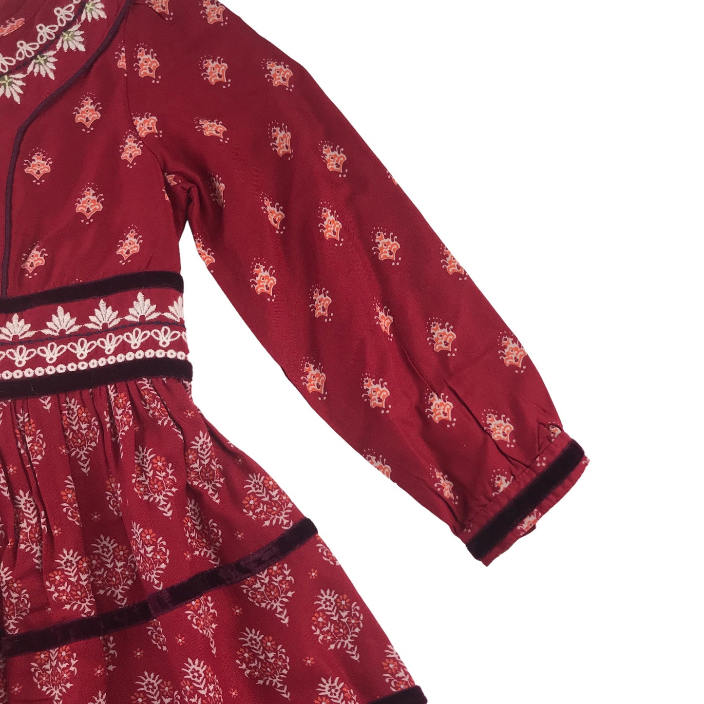 Monsoon dress 4-5 years red long decorated pattern