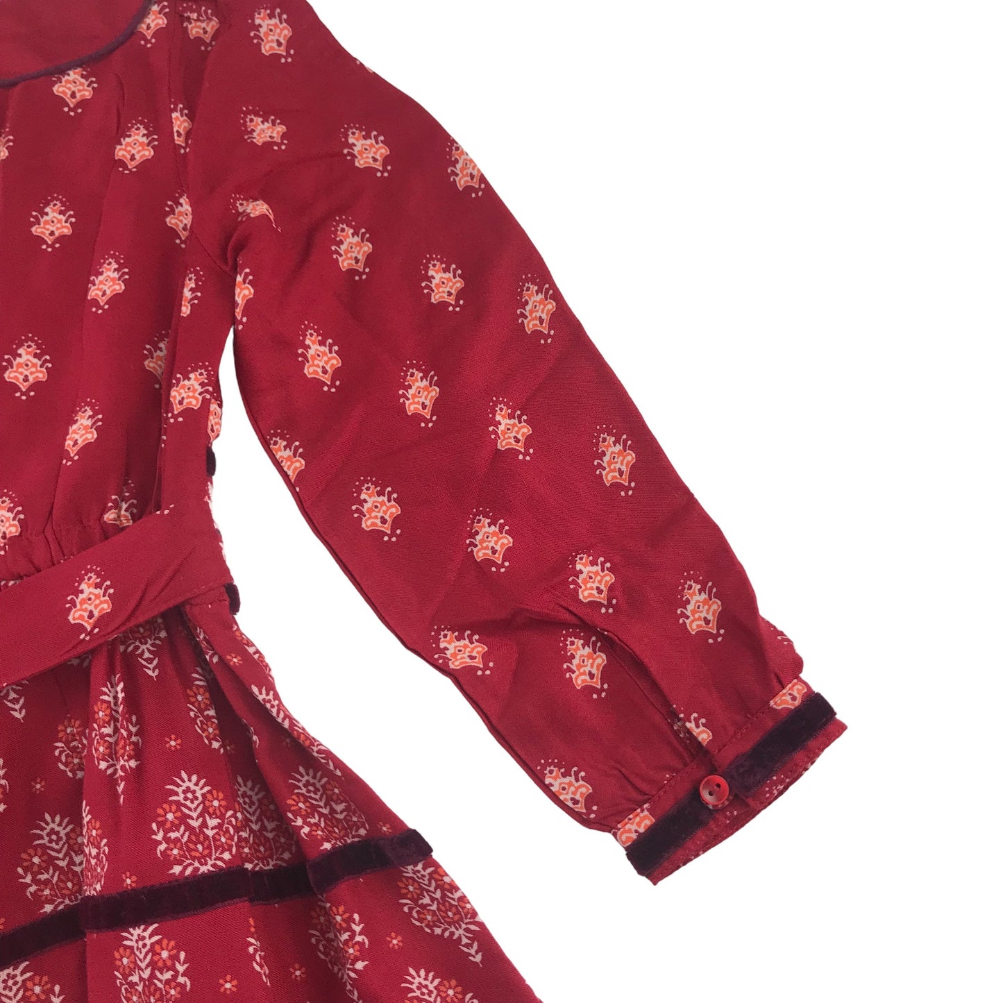 Monsoon dress 4-5 years red long decorated pattern