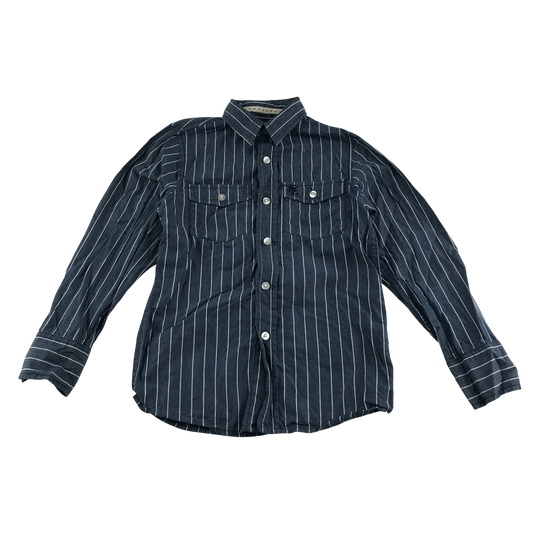 Rebel Shirt 7-8 Years Blue Stripe Pattern Cotton