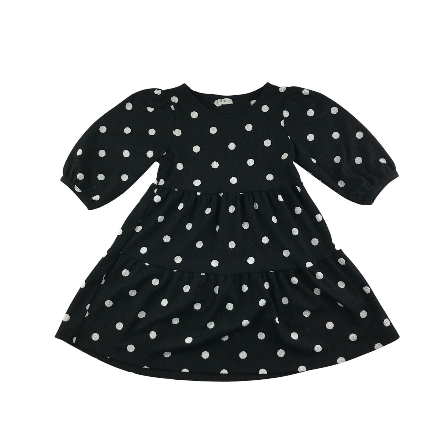 F&F dress 7-8 years black with white polka dots