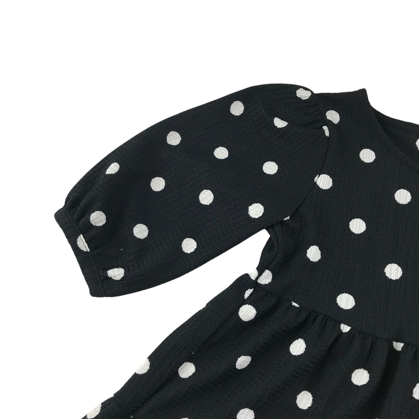 F&F dress 7-8 years black with white polka dots