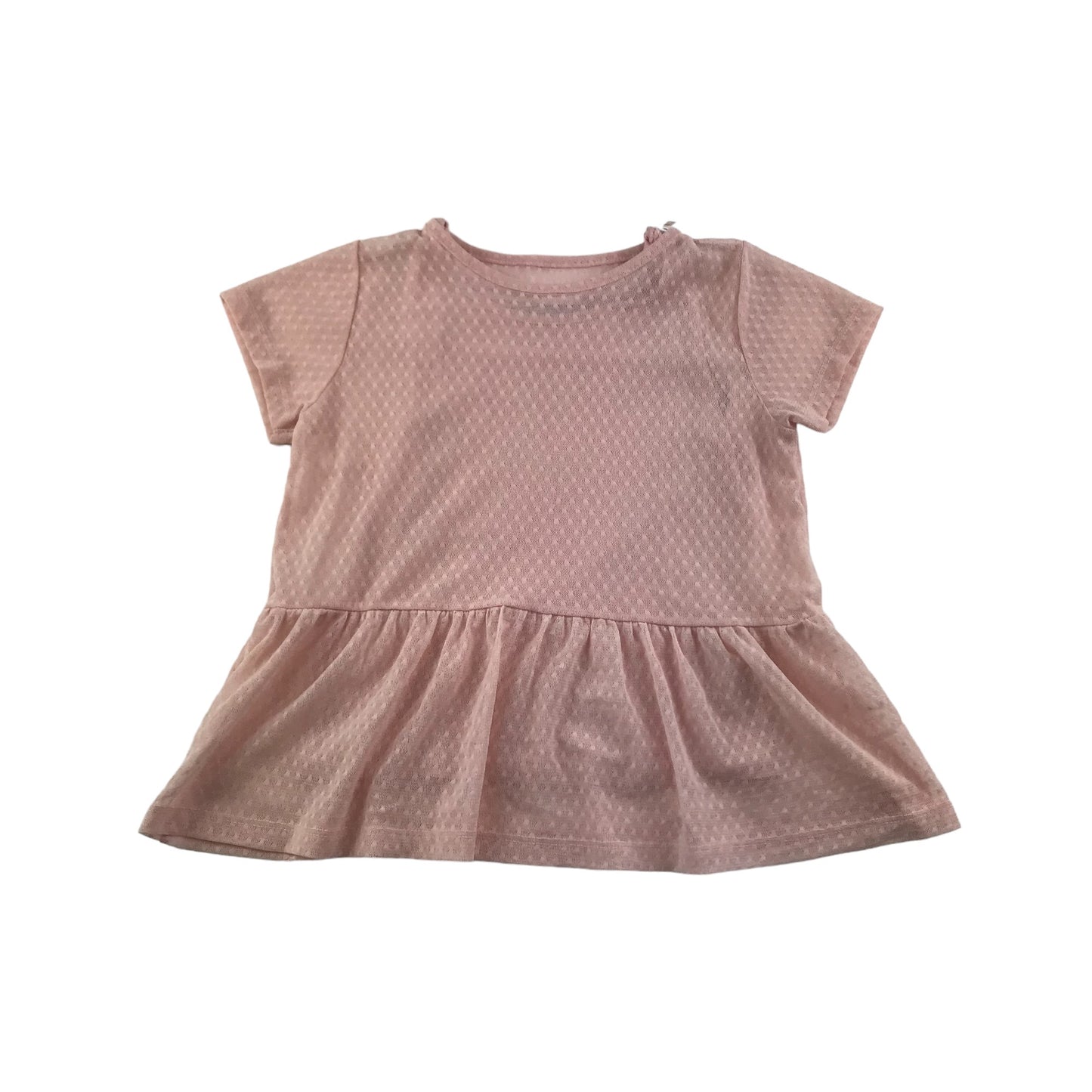 Matalan Top Age 6-7 Pink Mesh Layered Short Sleeve Frilled Peplum