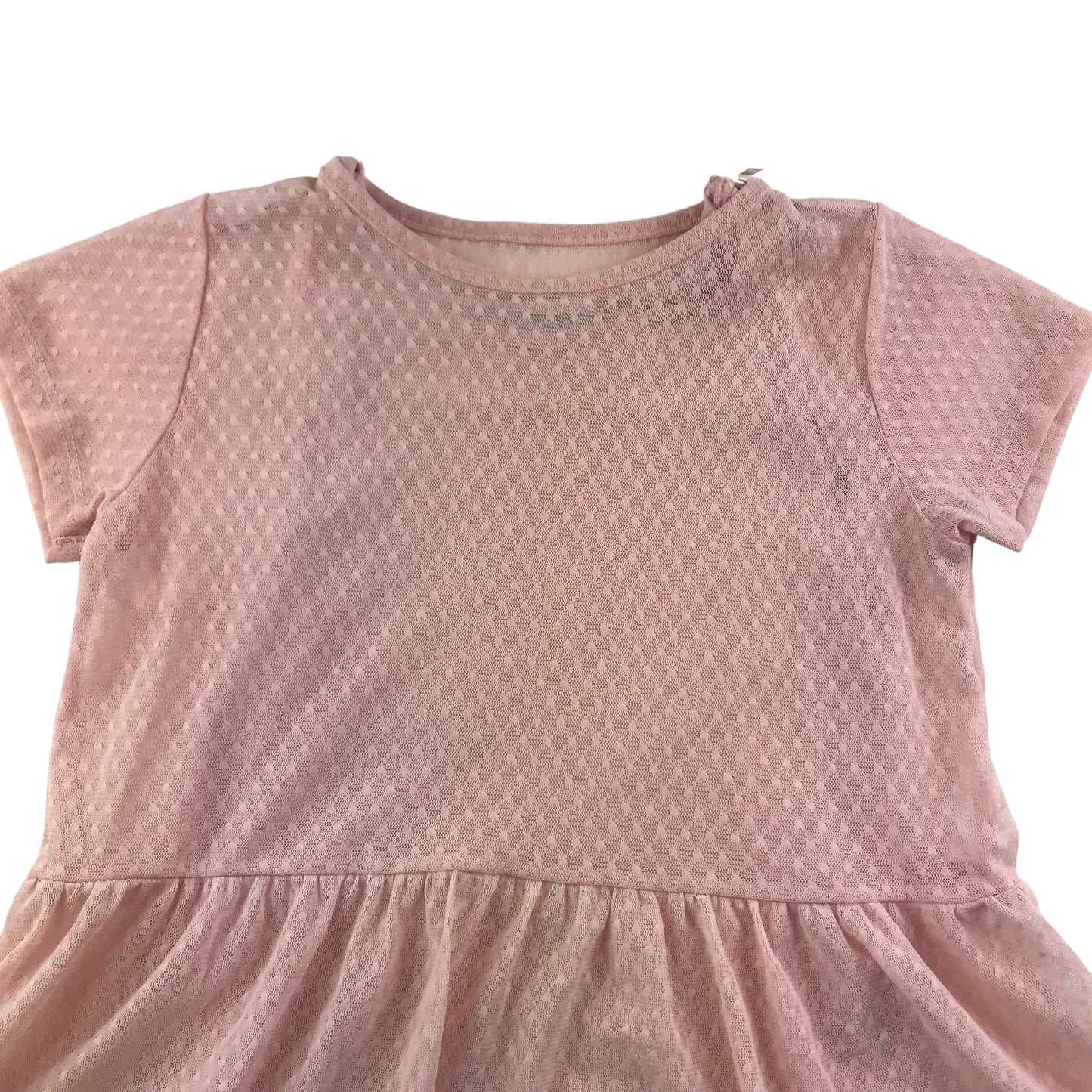 Matalan Top Age 6-7 Pink Mesh Layered Short Sleeve Frilled Peplum