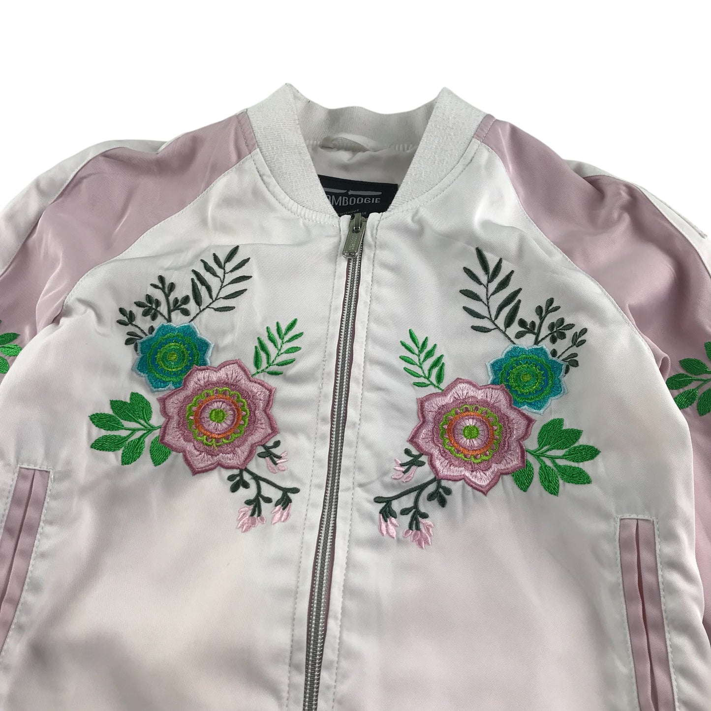 Bomboogie bomber 6 years white and pink floral embroidered light jacket or sweater