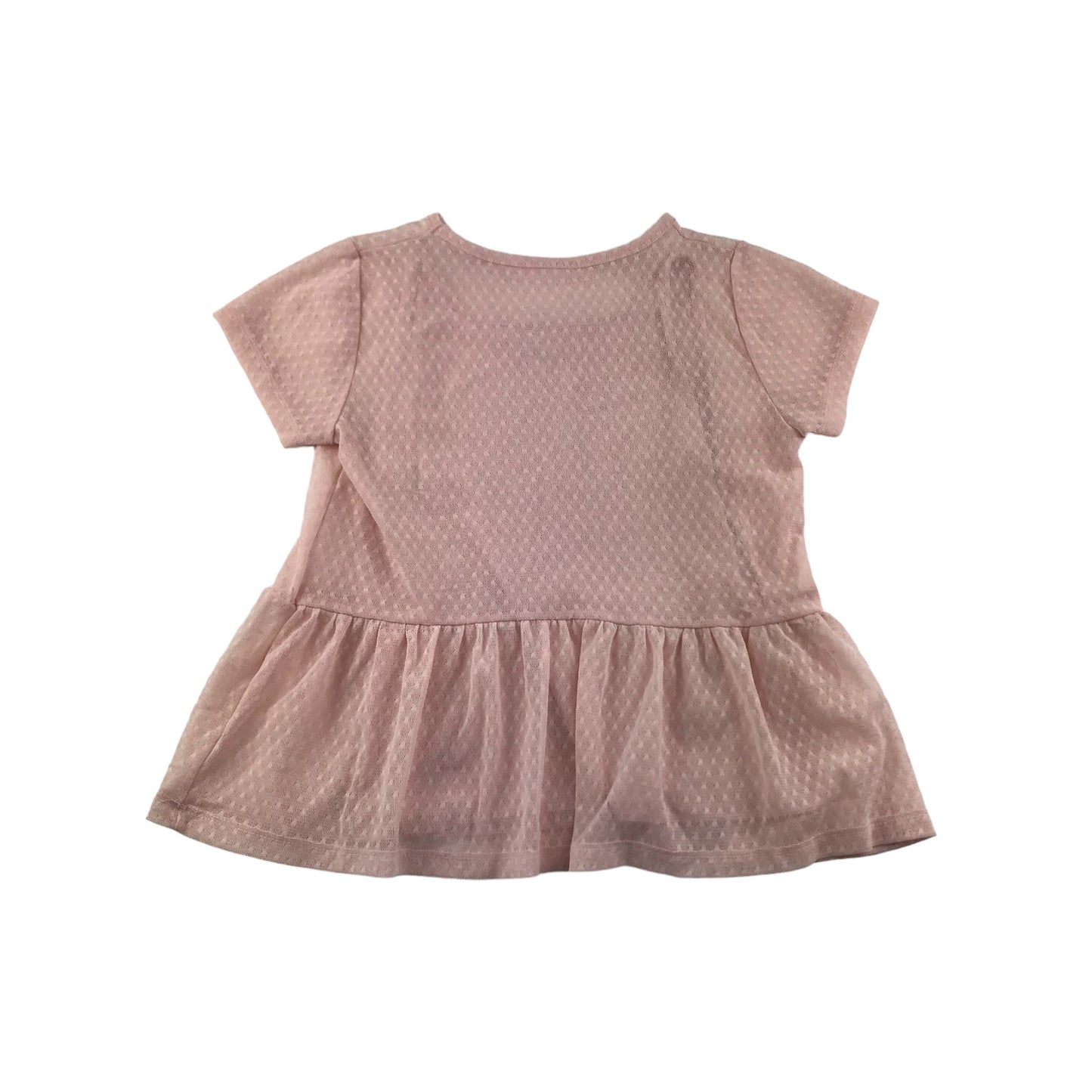 Matalan Top Age 6-7 Pink Mesh Layered Short Sleeve Frilled Peplum