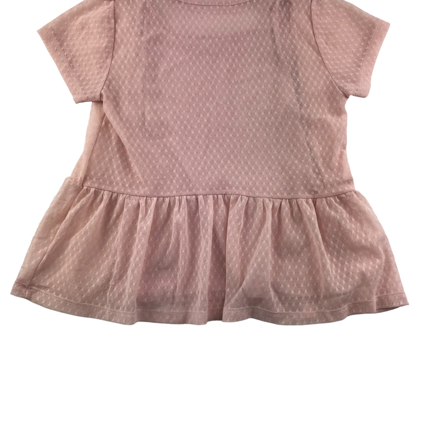 Matalan Top Age 6-7 Pink Mesh Layered Short Sleeve Frilled Peplum