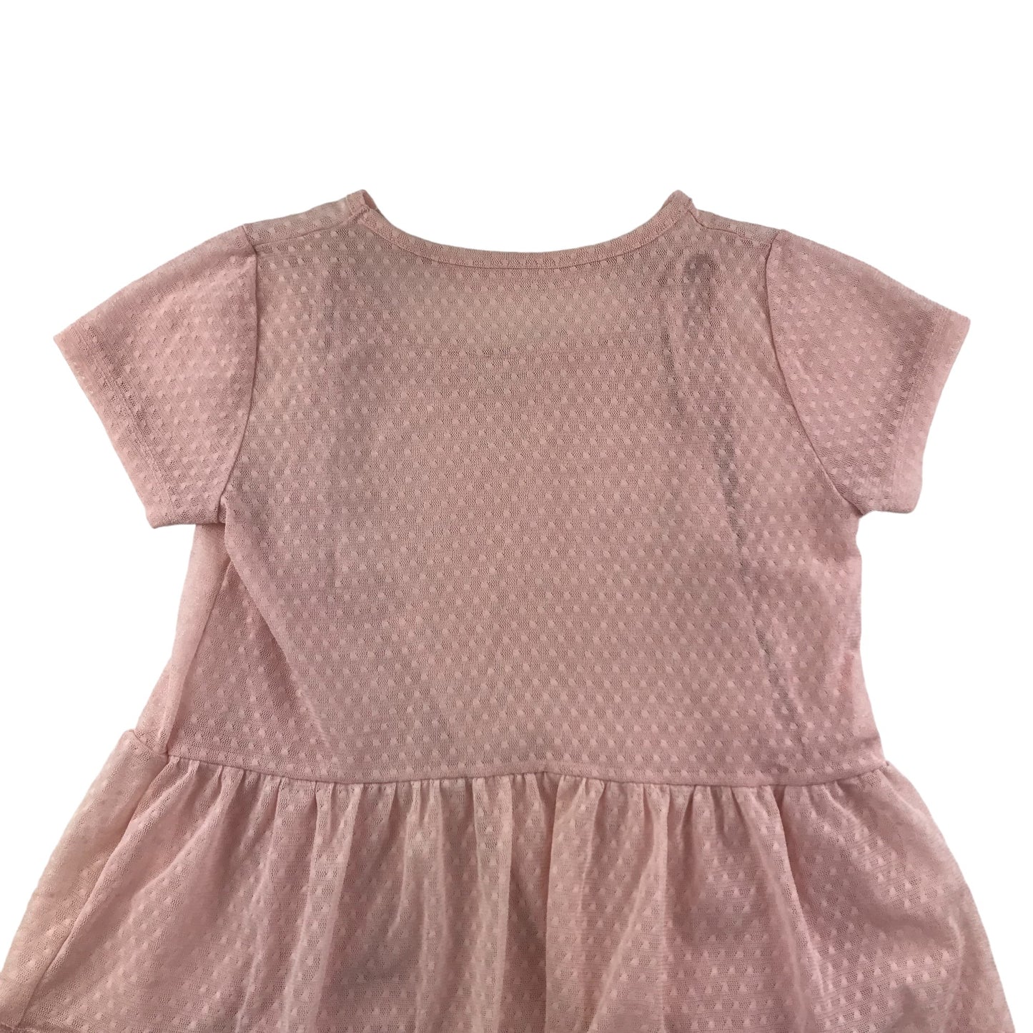 Matalan Top Age 6-7 Pink Mesh Layered Short Sleeve Frilled Peplum