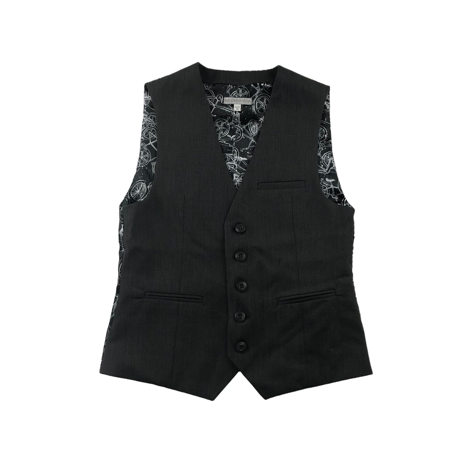 John Rocha Waistcoat 11-12 years Grey BMX Bike Graphic Back Print