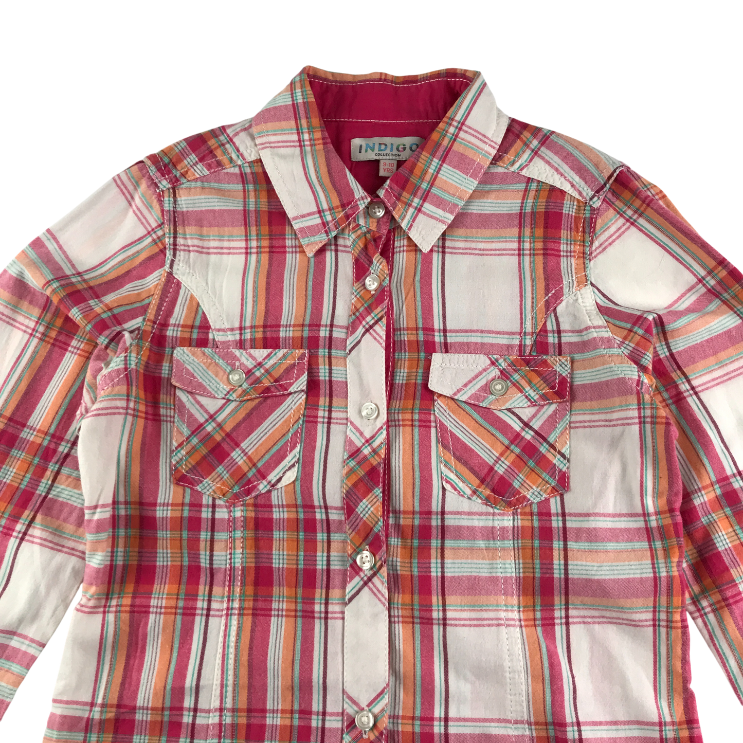 M&S Shirt 9-10 Years Multicolour Check Pattern Cotton